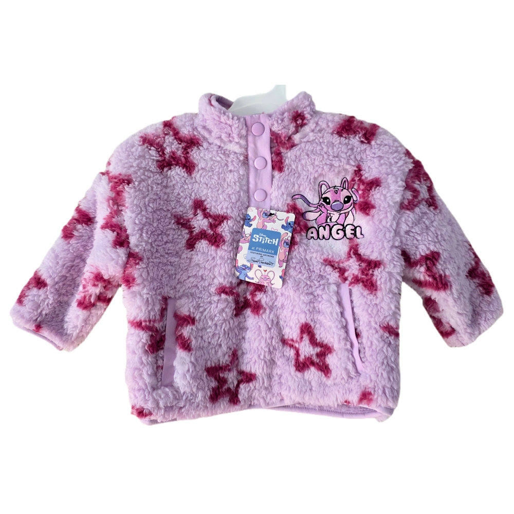 Disney × Primark - Pink Plush Sherpa Pullover with Stitch Angel Character Logo